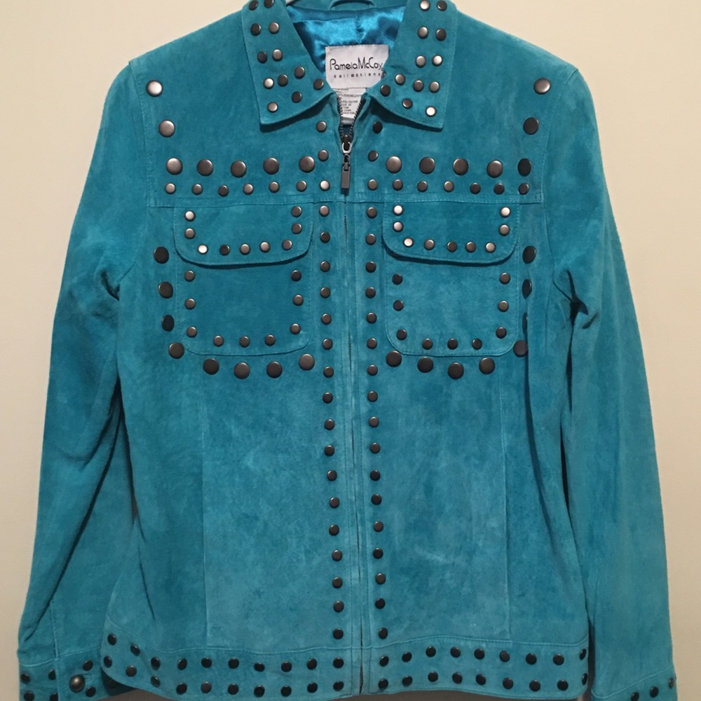 Blue Leather Detailed “Pamela McCoy” Jacket